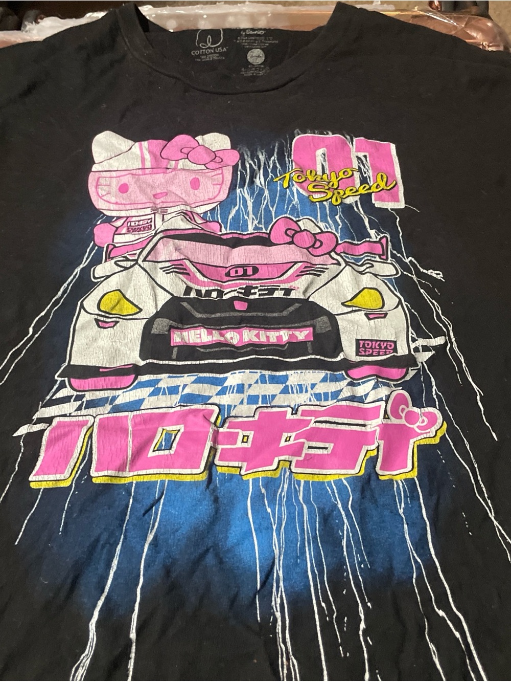 Hello Kitty Black Tee with White Print